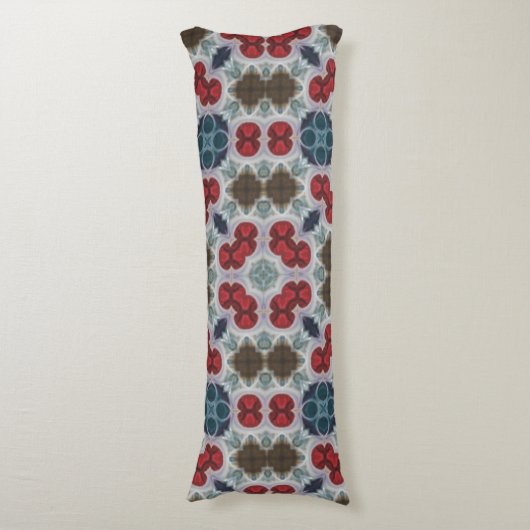 Coussins Longs Simple Motif rouge, bleu, vert sur gris (Devant (Vertical))