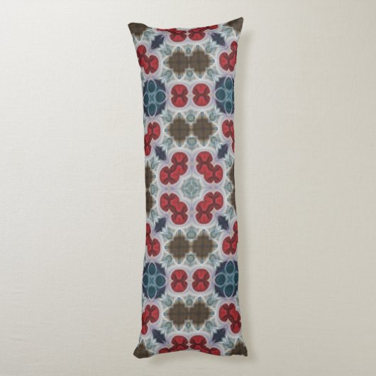 Coussins Longs Simple Motif rouge, bleu, vert sur gris (Dos (Vertical))