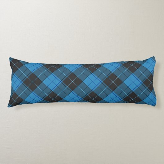 Coussins Longs Simple motif tartan en bleu foncé (Devant)