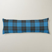 Coussins Longs Simple motif tartan en bleu foncé (Dos)