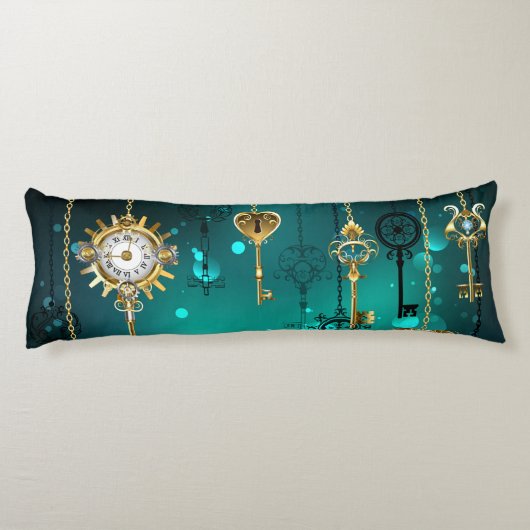 Coussins Longs Skeleton Keys on Green Background (Dos)