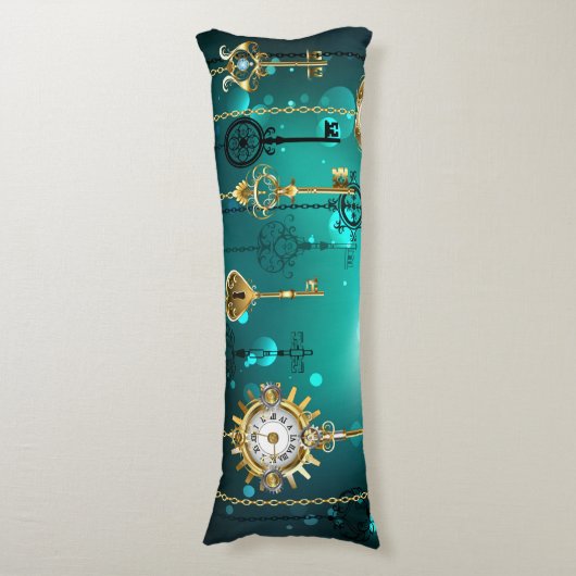 Coussins Longs Skeleton Keys on Green Background (Devant (Vertical))