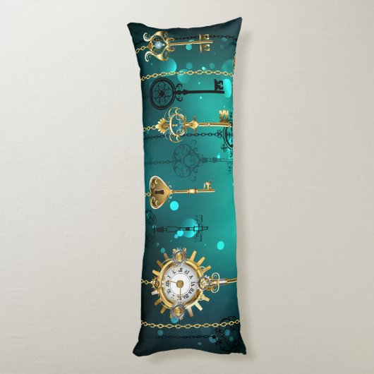 Coussins Longs Skeleton Keys on Green Background (Dos (Vertical))