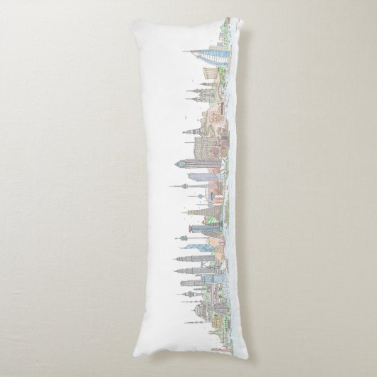 Coussins Longs Skyline du monde (devant Vertical)