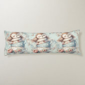 Coussins Longs Sleeping Owl in Stacked Floral Teacups (Dos)