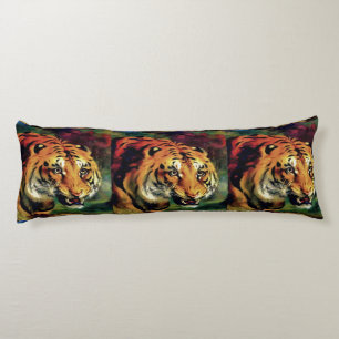 Coussins Longs Snarling Tiger Portrait Artistique