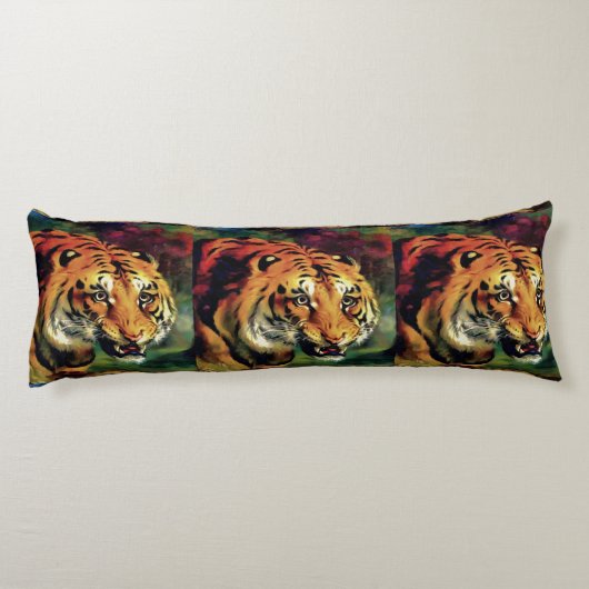 Coussins Longs Snarling Tiger Portrait Artistique (Dos)