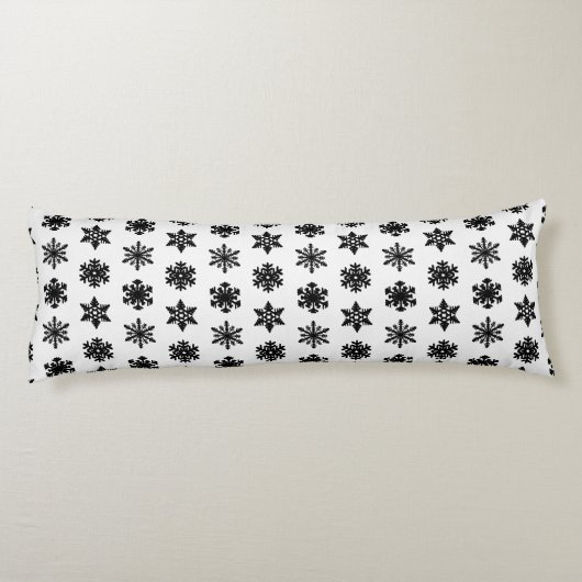 Coussins Longs Snowflakes Ikat - Blanc et noir (Dos)