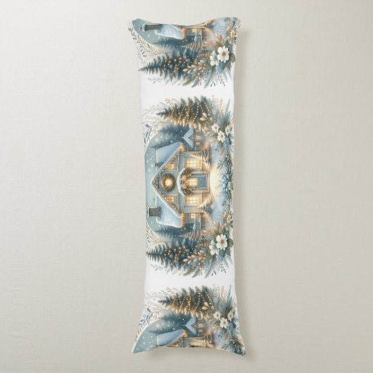 Coussins Longs Snowy Cottage Glow Scene (Devant (Vertical))