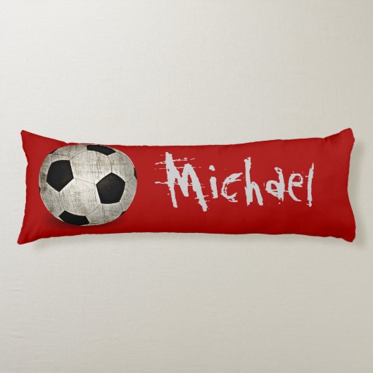 Coussins Longs Soccer Ball Kids Red Personalized Pillow (Devant)