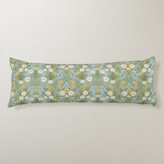 Coussins Longs Soft Sage Green Daisy Meadow Floral Pattern