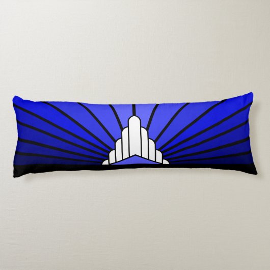 Coussins Longs Soleil Art déco en bleu (Dos)