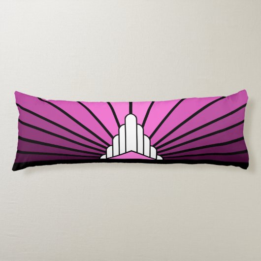 Coussins Longs Soleil Art déco rose (Devant)