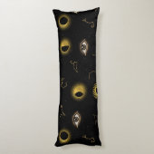 Coussins Longs Soleil céleste d'or noir et oeil zodiaque de la lu (Dos (Vertical))