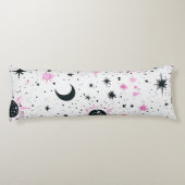 Coussins Longs Soleil Lune Étoiles Célestes Noir et Rose (Dos)
