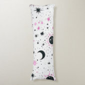 Coussins Longs Soleil Lune Étoiles Célestes Noir et Rose (Devant (Vertical))