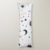 Coussins Longs Soleil Lune Étoiles Célestes Noir et Rose (Dos (Vertical))
