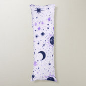 Coussins Longs Soleil Lune Étoiles Noir et Violet Céleste (Devant (Vertical))