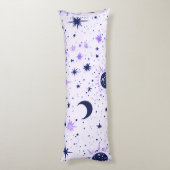 Coussins Longs Soleil Lune Étoiles Noir et Violet Céleste (Dos (Vertical))