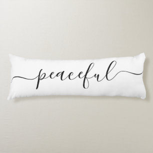 Coussins Longs Sommeil paisible Blanc Noir Élégant Script