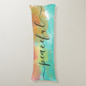 Coussins Longs Sommeil Paisible Corail Jaune Turquoise Aquarelle (devant Vertical)