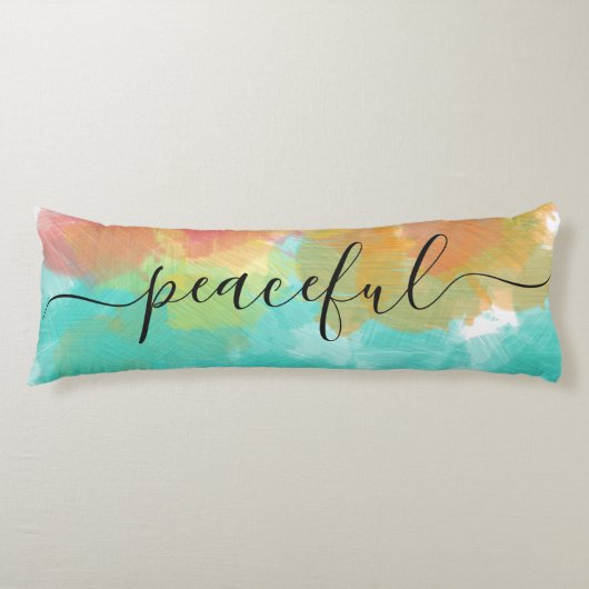 Coussins Longs Sommeil Paisible Corail Jaune Turquoise Aquarelle (Devant)