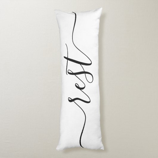 Coussins Longs Sommeil Repos Blanc Noir Script réversible (Dos (Vertical))