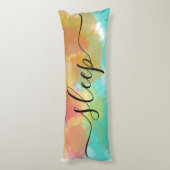 Coussins Longs Sommeil Repos Corail Jaune Turquoise Aquarelle (Dos (Vertical))