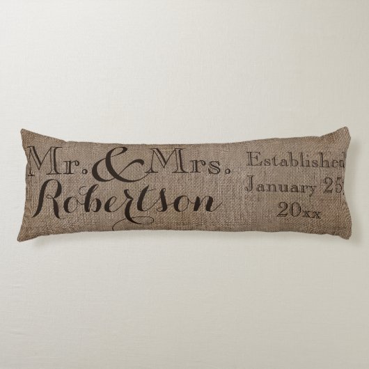 Coussins Longs Souvenir rustique personnalisé de mariage de Toile (Devant)