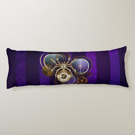 Coussins Longs Spider Steampunk sur Arrière - plan pourpre (Dos)