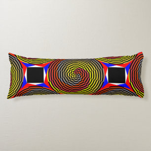 Coussins Longs Spirale rouge jaune bleu par Kenneth Yoncich