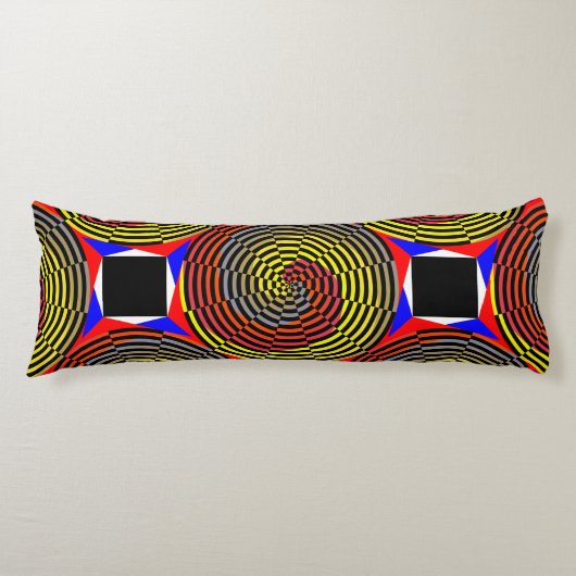 Coussins Longs Spirale rouge jaune bleu par Kenneth Yoncich (Devant)