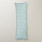 Coussins Longs Spirales abstraites blanches sur fond sarcelle (Dos (Vertical))