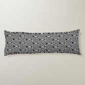 Coussins Longs Spirales blanches abstraites sur fond noir (Dos)