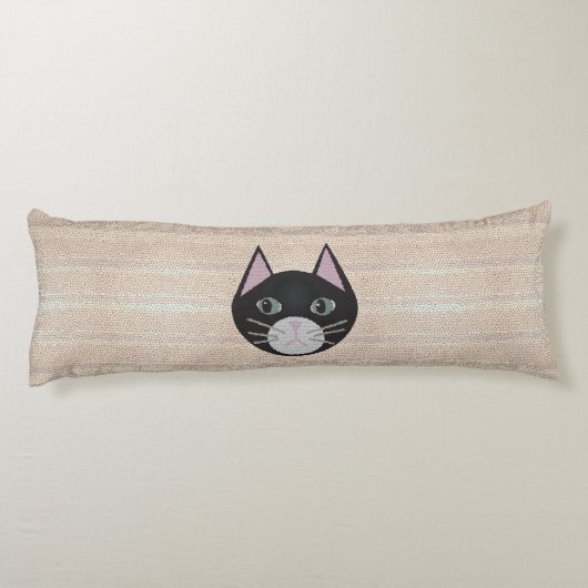 Coussins Longs Stained Glass Black Cat, Beige (Dos)