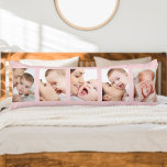 Coussins Longs Statistiques de naissance de bébé et 5 Photo Strip<br><div class="desc">Créez votre propre coussin personnalisé pour votre bébé en garderie ou chambre. Le modèle photo est configuré pour vous permettre d'ajouter 5 de vos photos préférées et vous pouvez également customiser tous les termes au verso. Vos photos sont affichées en format portrait dans une bande photo de style grille. Le...</div>