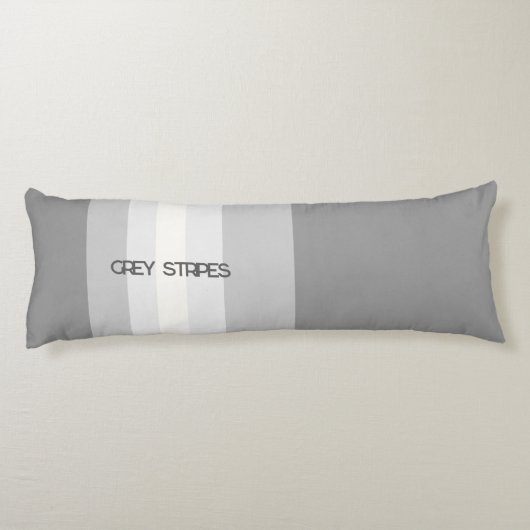 Coussins Longs Stripes and Words on Grey Gradient (Dos)