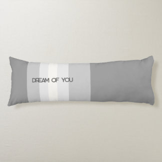 Coussins Longs Stripes and Words on Grey Gradient