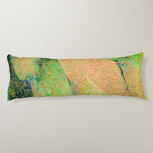 Coussins Longs Style cuir ciré et peinture verte saumon usée (Dos)