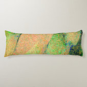 Coussins Longs Style cuir ciré et peinture verte saumon usée (Devant)