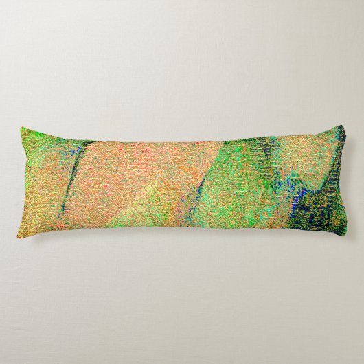 Coussins Longs Style cuir ciré et peinture verte saumon usée (Devant)