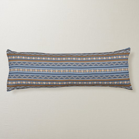 Coussins Longs Style sud-ouest bleu et Motif géométrique Brown (Dos)