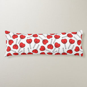 Coussins Longs Sucettes rouges, sucettes en forme de cœur, motif