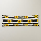 Coussins Longs Sunflowers with Black and White Horizontal Lines (Dos)