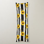 Coussins Longs Sunflowers with Black and White Horizontal Lines (Dos (Vertical))
