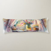 Coussins Longs Sunlit Cottage Window Wildflowers (Dos)