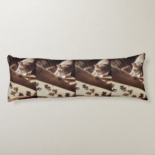 Coussins Longs Sunlit Strings — Cat & Harp Serenity Body Pillow (Dos)