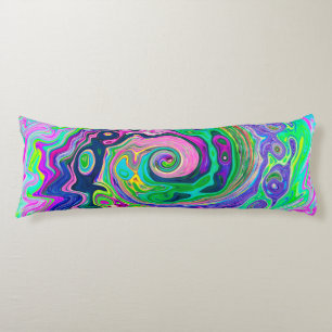 Coussins Longs Super Abstrait Aqua et Navy Lava Swirl