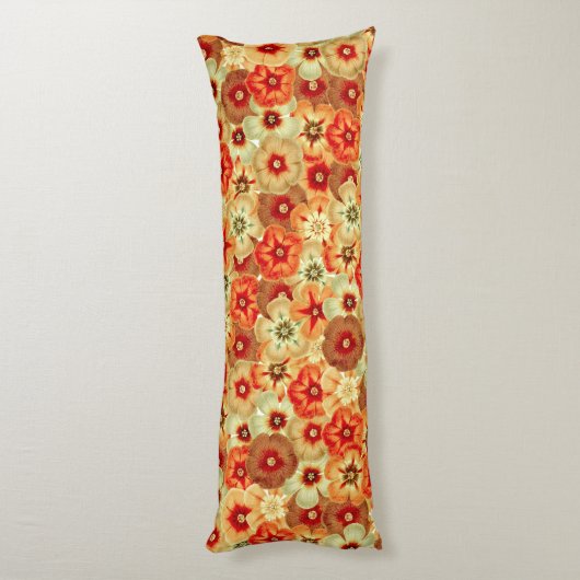 Coussins Longs Super Retro Orange Hippie Fleurs Motif (Dos (Vertical))
