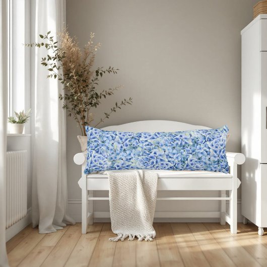 Coussins Longs Superbes hydrangées bleues - motif floral